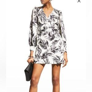 Toccin Palm-Print Faux-Wrap Shift Dress Sz 12